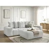 Image de Canapé droit fixe 3 places ANAKIN tissu texturé avec pouf gris clair BOBOCHIC