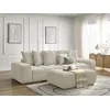 Image de Canapé droit fixe 3 places ANAKIN tissu bouclette avec pouf beige BOBOCHIC