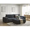 Image de Canapé droit convertible coffre ANAKIN tissu bouclette avec pouf bleu foncé BOBOCHIC 4 places