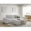 Image de Canapé droit convertible coffre ANAKIN tissu bouclette avec pouf gris clair BOBOCHIC 4 places