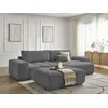 Image de Canapé d'angle réversible ANAKIN tissu bouclette avec pouf gris foncé réversible BOBOCHIC 5 places