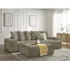 Image de Canapé d'angle réversible ANAKIN tissu texturé avec pouf taupe réversible BOBOCHIC 4 places