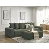 Image de Canapé droit fixe 3 places ANAKIN tissu bouclette avec pouf vert BOBOCHIC