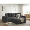 Image de Canapé droit convertible coffre ANAKIN tissu texturé avec pouf noir BOBOCHIC 3 places