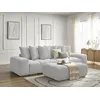 Image de Canapé droit fixe 3 places ANAKIN tissu bouclette avec pouf gris clair BOBOCHIC
