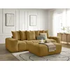 Image de Canapé droit convertible coffre ANAKIN tissu texturé avec pouf jaune BOBOCHIC 3 places