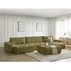 Image de Canapé panoramique fixe ANAKIN tissu texturé avec pouf vert BOBOCHIC 6 places