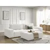 Image de Canapé droit convertible coffre ANAKIN tissu bouclette avec pouf blanc BOBOCHIC 4 places