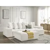Image de Canapé d'angle réversible convertible coffre ANAKIN tissu texturé avec pouf blanc réversible BOBOCHIC 4 places