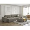 Image de Canapé panoramique fixe ANAKIN tissu bouclette avec pouf taupe BOBOCHIC 7 places