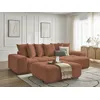 Image de Canapé d'angle réversible ANAKIN tissu bouclette avec pouf orange réversible BOBOCHIC 5 places