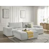 Image de Canapé d'angle réversible convertible coffre ANAKIN tissu texturé avec pouf gris clair réversible BOBOCHIC 4 places