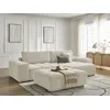 Image de Canapé d'angle convertible réversible coffre ANAKIN tissu bouclette avec pouf beige réversible BOBOCHIC 5 places