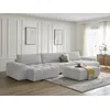 Image de Canapé panoramique convertible coffre ANAKIN tissu bouclette avec pouf gris clair BOBOCHIC 7 places