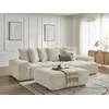 Image de Canapé d'angle réversible ANAKIN tissu bouclette avec pouf beige réversible BOBOCHIC 5 places