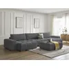 Image de Canapé panoramique fixe ANAKIN tissu bouclette avec pouf gris foncé BOBOCHIC 7 places