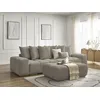 Image de Canapé droit fixe 3 places ANAKIN tissu bouclette avec pouf taupe BOBOCHIC