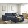 Image de Canapé droit convertible coffre ANAKIN tissu texturé avec pouf bleu foncé BOBOCHIC 3 places
