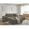 Image de Canapé d'angle réversible ANAKIN tissu bouclette avec pouf marron réversible BOBOCHIC 5 places