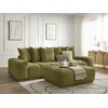 Image de Canapé droit convertible coffre ANAKIN tissu texturé avec pouf vert BOBOCHIC 3 places
