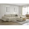 Image de Canapé panoramique convertible coffre ANAKIN tissu bouclette avec pouf beige BOBOCHIC 7 places