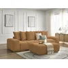 Image de Canapé droit fixe 3 places ANAKIN tissu bouclette avec pouf jaune BOBOCHIC