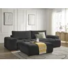 Image de Canapé d'angle réversible convertible coffre ANAKIN tissu texturé avec pouf noir réversible BOBOCHIC 4 places
