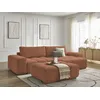 Image de Canapé d'angle réversible ANAKIN tissu bouclette avec pouf orange réversible BOBOCHIC 5 places
