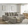 Image de Canapé d'angle réversible ANAKIN tissu bouclette avec pouf taupe réversible BOBOCHIC 5 places