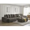 Image de Canapé panoramique fixe ANAKIN tissu bouclette avec pouf marron BOBOCHIC 7 places