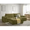 Image de Canapé d'angle réversible convertible coffre ANAKIN tissu texturé avec pouf vert réversible BOBOCHIC 4 places