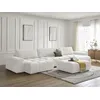 Image de Canapé panoramique convertible coffre ANAKIN tissu bouclette avec pouf blanc BOBOCHIC 7 places