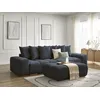 Image de Canapé droit fixe 3 places ANAKIN tissu bouclette avec pouf bleu foncé BOBOCHIC