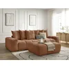 Image de Canapé droit fixe 3 places ANAKIN tissu texturé avec pouf orange BOBOCHIC