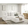 Image de Canapé droit convertible coffre ANAKIN tissu texturé avec pouf blanc BOBOCHIC 3 places