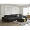 Image de Canapé panoramique fixe ANAKIN tissu bouclette avec pouf bleu foncé BOBOCHIC 7 places