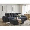 Image de Canapé d'angle convertible réversible coffre ANAKIN tissu bouclette avec pouf bleu foncé réversible BOBOCHIC 5 places