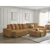 Image de Canapé panoramique fixe ANAKIN tissu bouclette avec pouf jaune BOBOCHIC 7 places