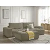 Image de Canapé d'angle réversible convertible coffre ANAKIN tissu texturé avec pouf taupe réversible BOBOCHIC 4 places