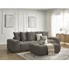 Image de Canapé droit fixe 3 places ANAKIN tissu bouclette avec pouf marron BOBOCHIC