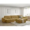 Image de Canapé panoramique fixe ANAKIN tissu texturé avec pouf jaune BOBOCHIC 6 places