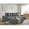 Image de Canapé d'angle convertible réversible coffre ANAKIN tissu bouclette avec pouf gris foncé réversible BOBOCHIC 5 places