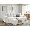Image de Canapé d'angle réversible ANAKIN tissu bouclette avec pouf blanc réversible BOBOCHIC 5 places