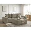 Image de Canapé droit convertible coffre ANAKIN tissu texturé avec pouf taupe BOBOCHIC 3 places