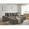 Image de Canapé d'angle réversible ANAKIN tissu bouclette avec pouf marron réversible BOBOCHIC 5 places