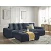 Image de Canapé d'angle réversible convertible coffre ANAKIN tissu texturé avec pouf bleu foncé réversible BOBOCHIC 4 places