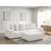 Image de Canapé droit fixe 3 places ANAKIN tissu bouclette avec pouf blanc BOBOCHIC