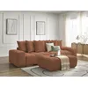 Image de Canapé droit fixe 3 places ANAKIN tissu bouclette avec pouf orange BOBOCHIC