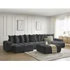 Image de Canapé panoramique fixe ANAKIN tissu texturé avec pouf noir BOBOCHIC 6 places