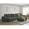 Image de Canapé panoramique convertible coffre ANAKIN tissu bouclette avec pouf vert BOBOCHIC 7 places